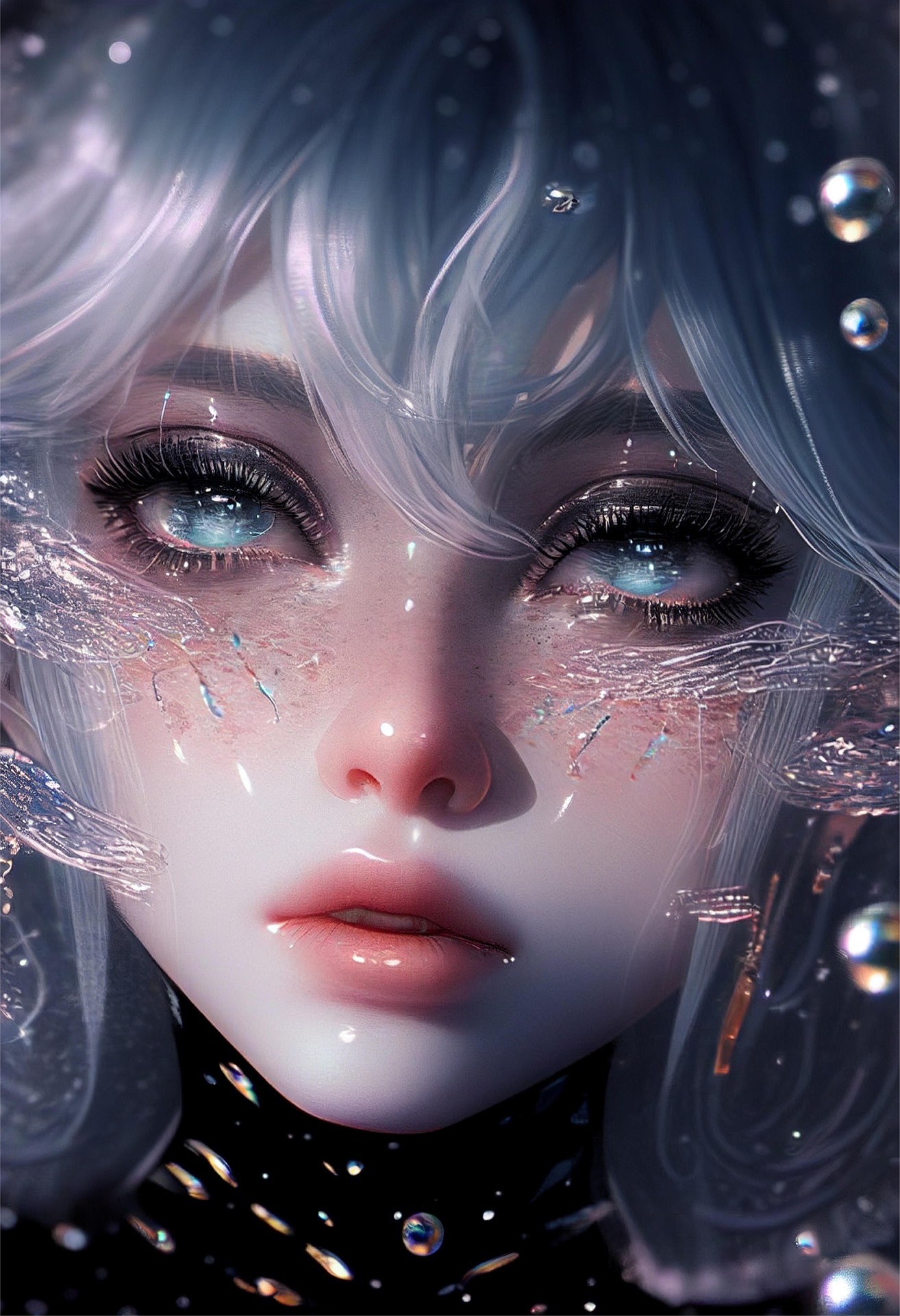 Larmes de verre — portrait aux larmes de cristal