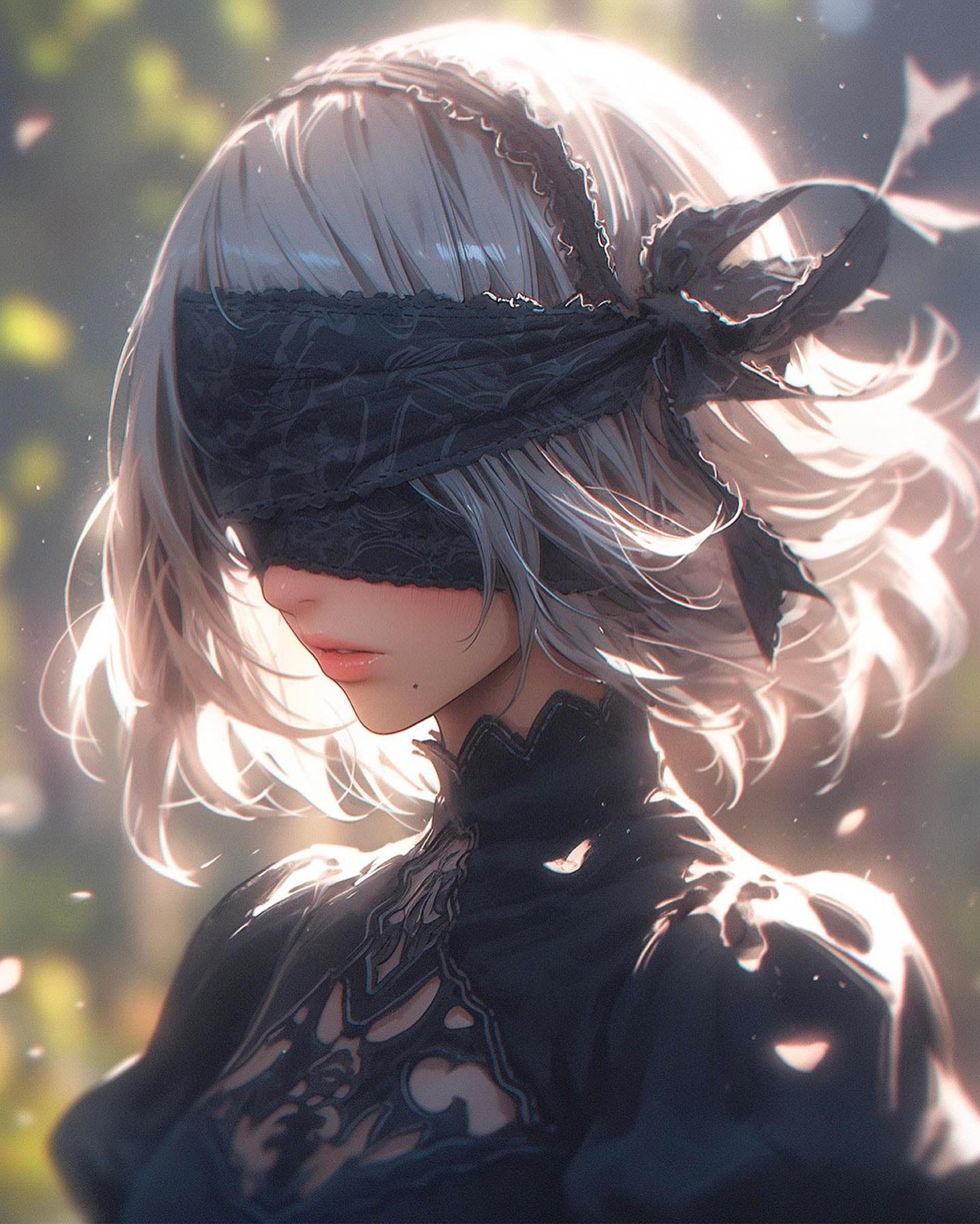 Regard voilé — portrait au bandeau de dentelle